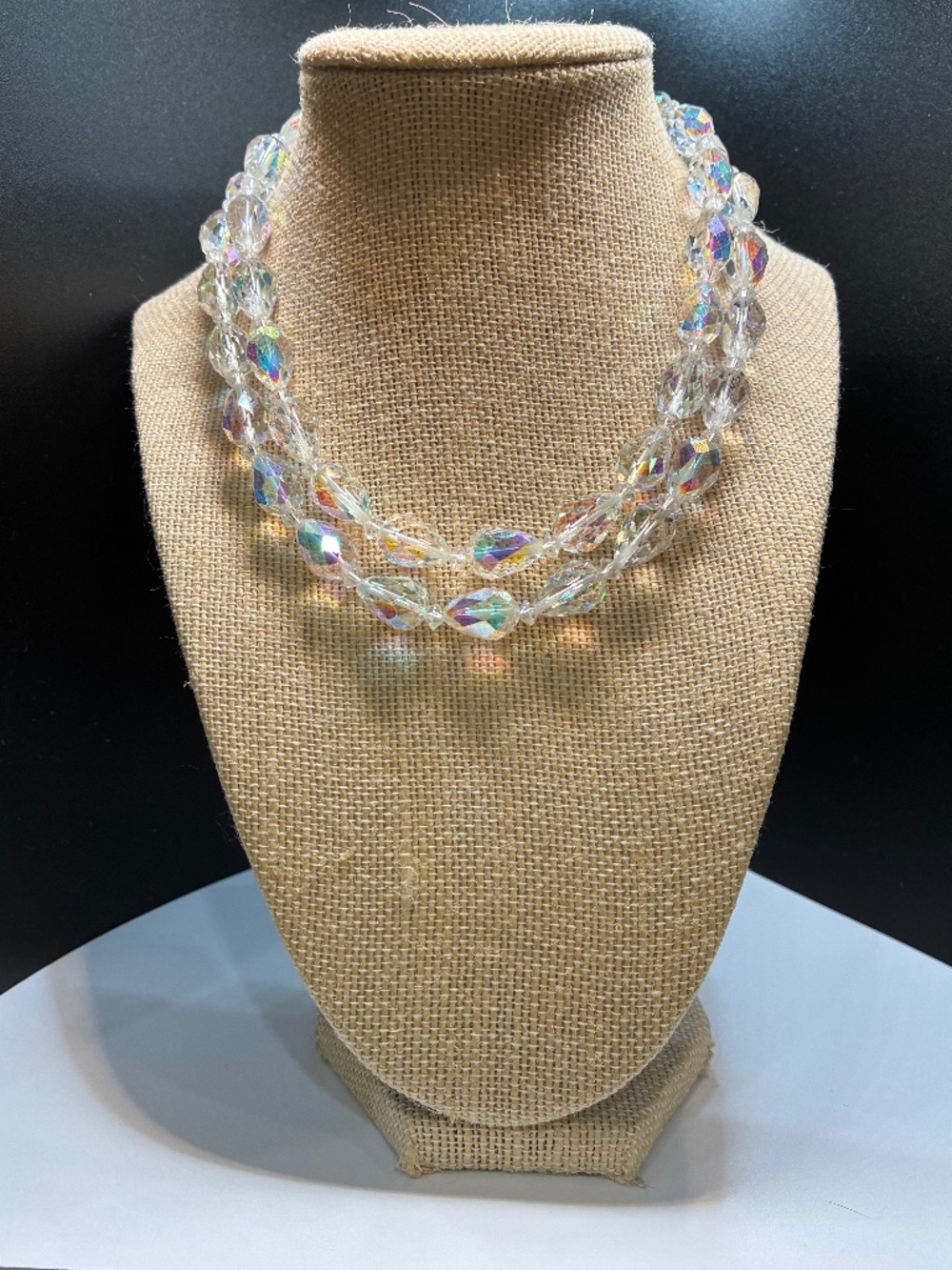 Vintage Aurora Borealis crystal Double strand necklace